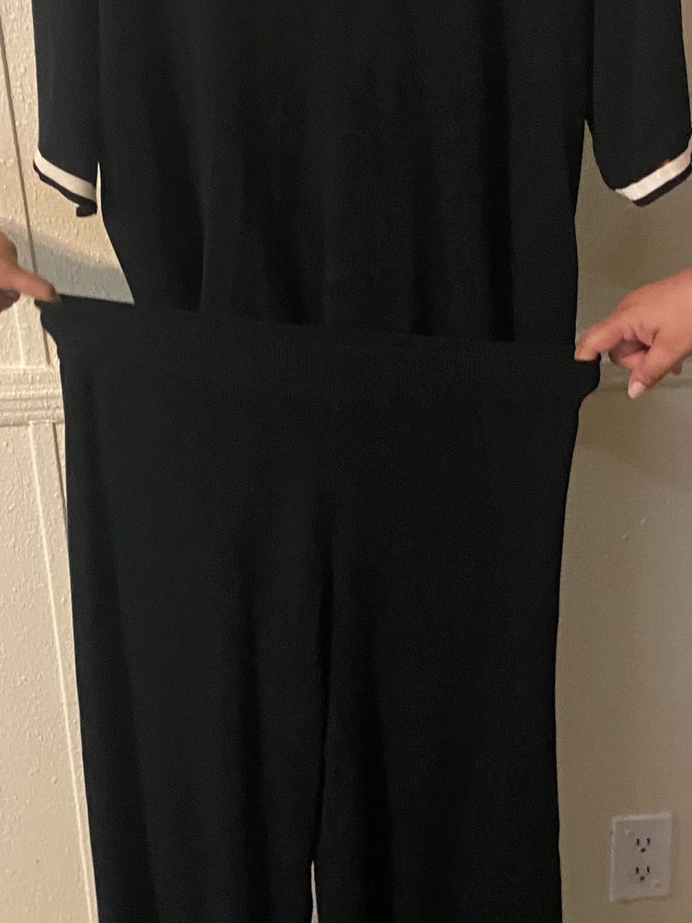 Black Women’s Stretch Knit Dress with Trim Sleeve Detail